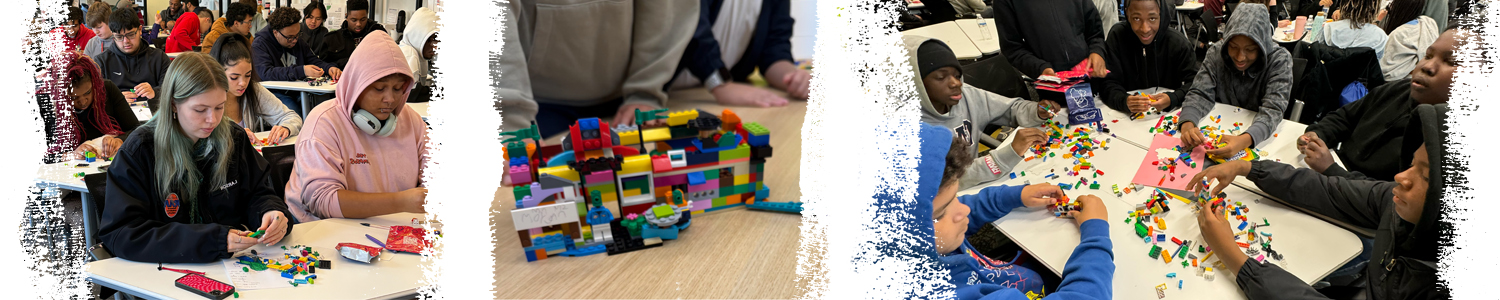 scenes of students building with legos